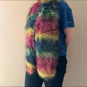 Women’s Janie Besner Faux Fur Rainbow Scarf O/S